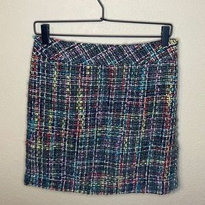 Loft Black Multi Color Tweed Mini Pencil Skirt Size 2